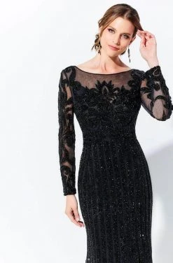 Ivonne D - 120D11 Embellished Illusion Bateau Neck Long Gown - 1 Pc Black In Size 10 Available 10 Ivonne D - 120D11 Embellished Illusion Bateau Neck Long Gown - 1 Pc Black In Size 10 Available