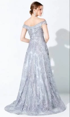 Ivonne D - 220D24 Embroidered Off-Shoulder Evening Gown - 1 Pc Silver Gray In Size 10 Available Formal Gowns 7 Ivonne D - 220D24 Embroidered Off-Shoulder Evening Gown - 1 Pc Silver Gray In Size 10 Available Formal Gowns