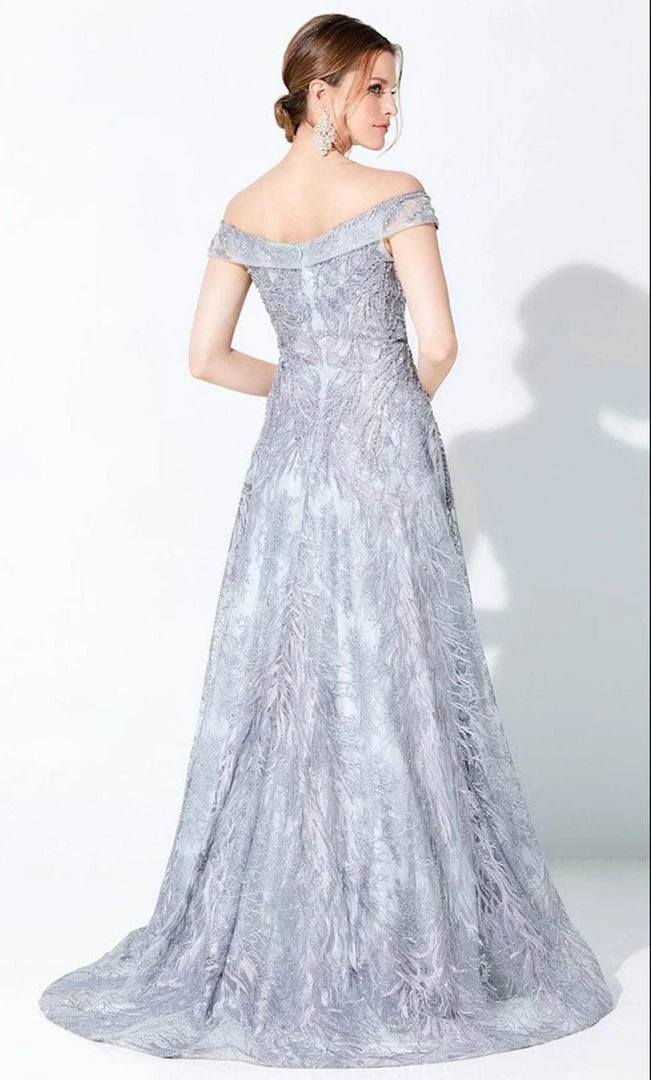 Ivonne D - 220D24 Embroidered Off-Shoulder Evening Gown - 1 Pc Silver Gray In Size 10 Available Formal Gowns 4 Ivonne D - 220D24 Embroidered Off-Shoulder Evening Gown - 1 Pc Silver Gray In Size 10 Available Formal Gowns
