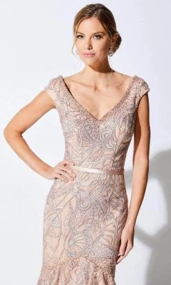 Ivonne D - 221D53 Embroidered V-Neck Evening Dress - 1 Pc Pink Topaz In Size 6 Available 7 Ivonne D - 221D53 Embroidered V-Neck Evening Dress - 1 Pc Pink Topaz In Size 6 Available