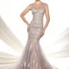 Ivonne D By Mon Cheri - Embroidered Tulle Trumpet Dress 116D25 - 1 Pc Mink In Size 12 Available 1 Ivonne D By Mon Cheri - Embroidered Tulle Trumpet Dress 116D25 - 1 Pc Mink In Size 12 Available