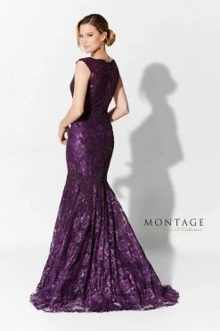 Ivonne D By Mon Cheri - Scalloped Lace Mermaid Evening Gown 215D08 - 1 Pc Eggplant In Size 4 Available Formal Gowns