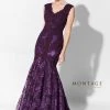 Ivonne D By Mon Cheri - Scalloped Lace Mermaid Evening Gown 215D08 - 1 Pc Eggplant In Size 4 Available Formal Gowns