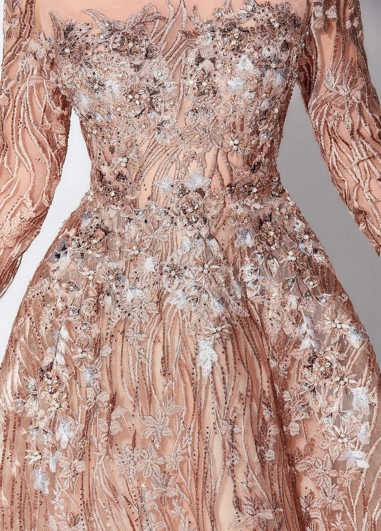 Ivonne D For Mon Cheri - Beaded Illusion Bateau Gown 119D47A - 1 Pc Rose Gold/Multi In Size 10 Available Formal Gowns 5 Ivonne D For Mon Cheri - Beaded Illusion Bateau Gown 119D47A - 1 Pc Rose Gold/Multi In Size 10 Available Formal Gowns