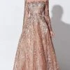 Ivonne D For Mon Cheri - Beaded Illusion Bateau Gown 119D47A - 1 Pc Rose Gold/Multi In Size 10 Available Formal Gowns