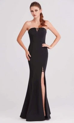 J'Adore Dresses - J15009 Strapless Straight Neck Mermaid Dress With Slit