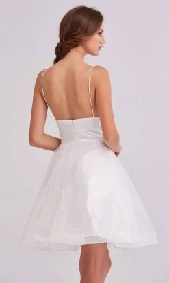 J'Adore Dresses - J15055 Plunging Neck Glittered Short Dress