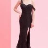 J'Adore Dresses - J16013 Draped Off Shoulder Glitter Tulle Dress Formal Gowns