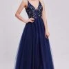 J'Adore Dresses - J16015 Beaded Plunging V-Neck Ballgown Formal Gowns