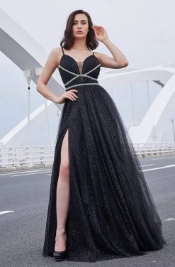Formal Gowns J'Adore Dresses - J16021 Plunging V-Neck Pleated Ballgown