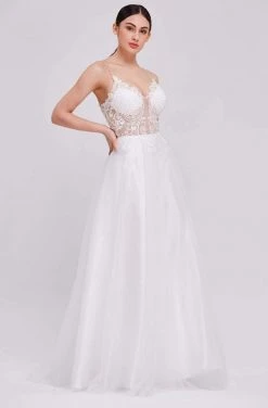 Formal Gowns J'Adore Dresses - J16026 Sheer Embroidered Lace Bodice Long Gown
