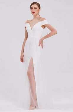 J'Adore Dresses - J16029 Cold Shoulder Sleeves Glittered Dress