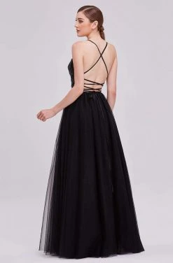 Formal Gowns J'Adore Dresses - J16046 Sequin Tulle A-Line Dress With Slit