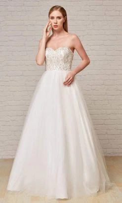J'Adore Dresses - J18030 Beaded Sweetheart Tulle Long Gown