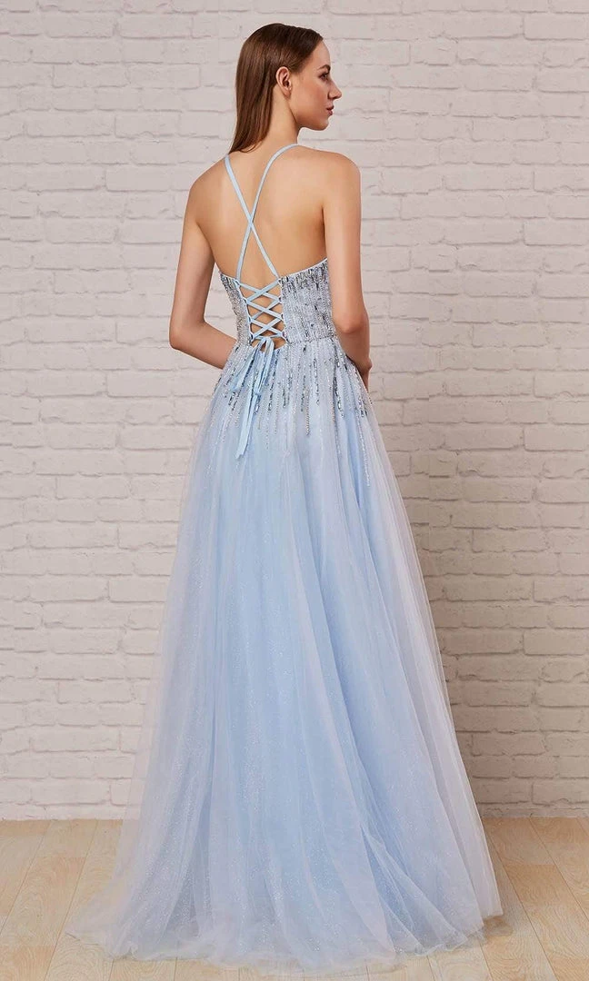 J'Adore Dresses - J18035 Beaded Halter Bodice A-Line Gown 4 J'Adore Dresses - J18035 Beaded Halter Bodice A-Line Gown