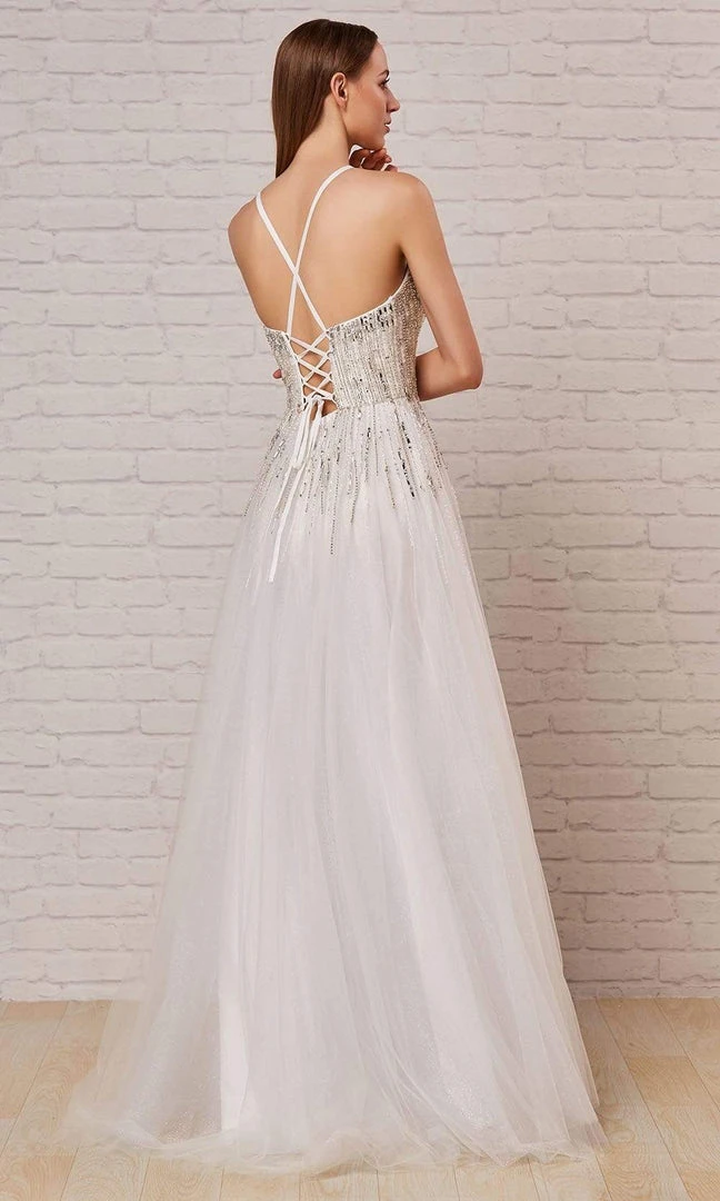 J'Adore Dresses - J18035 Beaded Halter Bodice A-Line Gown 6 J'Adore Dresses - J18035 Beaded Halter Bodice A-Line Gown