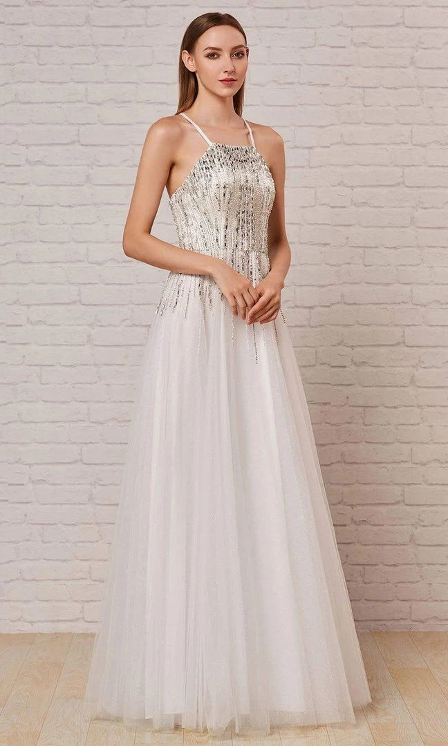 J'Adore Dresses - J18035 Beaded Halter Bodice A-Line Gown 7 J'Adore Dresses - J18035 Beaded Halter Bodice A-Line Gown