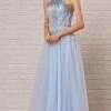 J'Adore Dresses - J18035 Beaded Halter Bodice A-Line Gown 1 J'Adore Dresses - J18035 Beaded Halter Bodice A-Line Gown