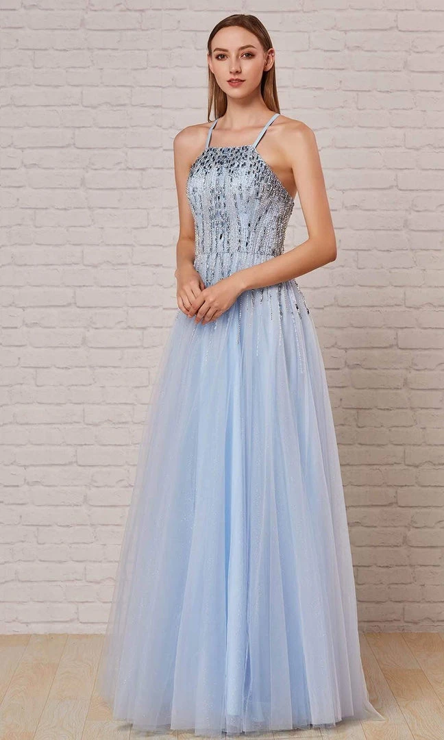 J'Adore Dresses - J18035 Beaded Halter Bodice A-Line Gown 3 J'Adore Dresses - J18035 Beaded Halter Bodice A-Line Gown