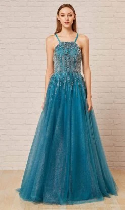 J'Adore Dresses - J18035 Beaded Halter Bodice A-Line Gown 14 J'Adore Dresses - J18035 Beaded Halter Bodice A-Line Gown