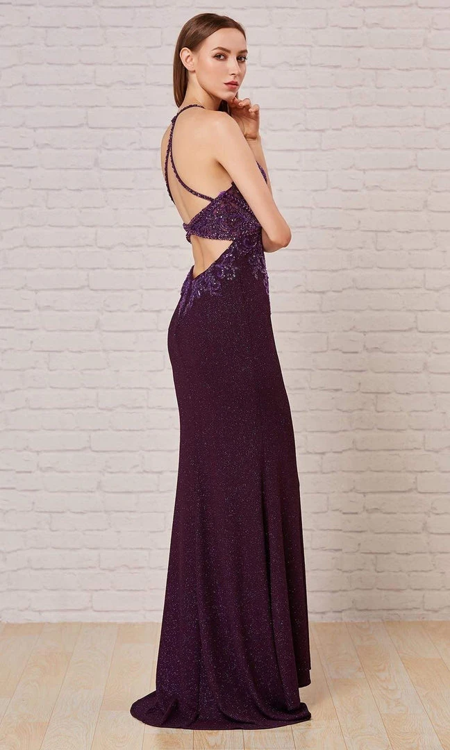 J'Adore Dresses - JM111 Sheer Embellished Bodice High Slit Glitter Dress Formal Gowns 7 J'Adore Dresses - JM111 Sheer Embellished Bodice High Slit Glitter Dress Formal Gowns