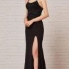J'Adore Dresses - JM111 Sheer Embellished Bodice High Slit Glitter Dress Formal Gowns