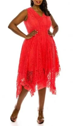 J Taylor - 1312M Lace V Neck High Low A-line Dress Cocktail Dresses