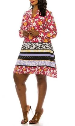 J Taylor - 1317M Floral Print Long Sleeve A-line Dress 8 J Taylor - 1317M Floral Print Long Sleeve A-line Dress