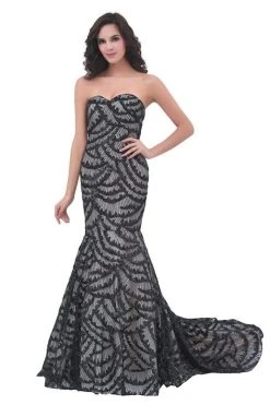J'Adore Dresses - J11301 Strapless Sweetheart Scallop Motif Mermaid Gown
