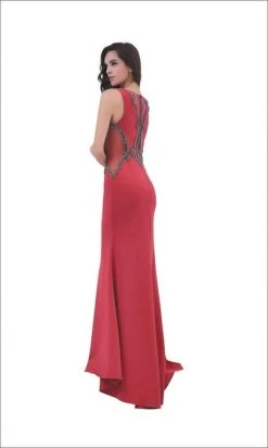 J'Adore Dresses - J11353 Swirl Beaded Illusion Cutout Long Gown