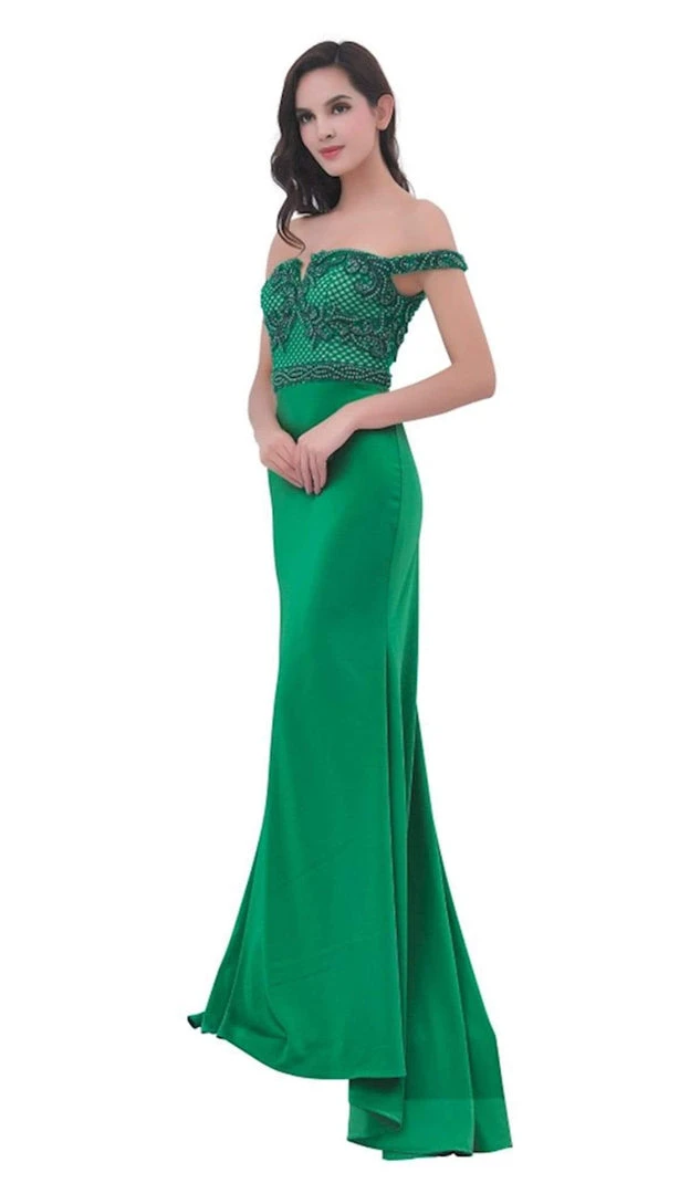 J'Adore Dresses - J11359 Off Shoulder Lattice Accent Evening Gown 3 J'Adore Dresses - J11359 Off Shoulder Lattice Accent Evening Gown