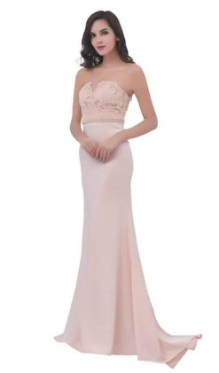 J'Adore Dresses - J11360 Strapless Sweetheart Lattice Accent Evening Gown Formal Gowns