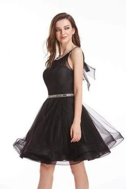 J'Adore Dresses - J12025 Embellished Halter A-line Cocktail Dress Cocktail Dresses