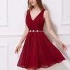 Cocktail Dresses J'Adore Dresses - J12028 Knee Length Ruched Bodice Jeweled Dress