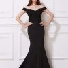 J'Adore Dresses - J12031 Lace Off-Shoulder Neoprene Mermaid Dress