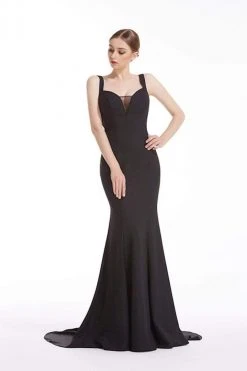 J'Adore Dresses - J12034 Plunging Back Long Mermaid Gown Formal Gowns