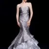 Formal Gowns J'Adore Dresses - J12035 Strapless Rosette Motif Ruffled Mermaid Gown 2 Formal Gowns J'Adore Dresses - J12035 Strapless Rosette Motif Ruffled Mermaid Gown