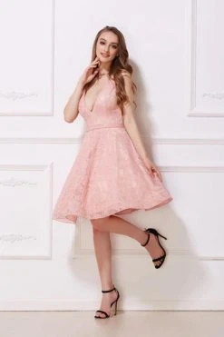 J'Adore Dresses - J12053 Lace Deep V-neck A-line Cocktail Dress Cocktail Dresses