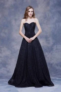 J'Adore Dresses - J12054L Long Strapless Lace A-line Gown Formal Gowns