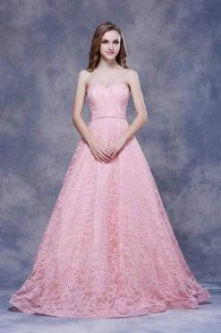 J'Adore Dresses - J12054L Long Strapless Lace A-line Gown Formal Gowns