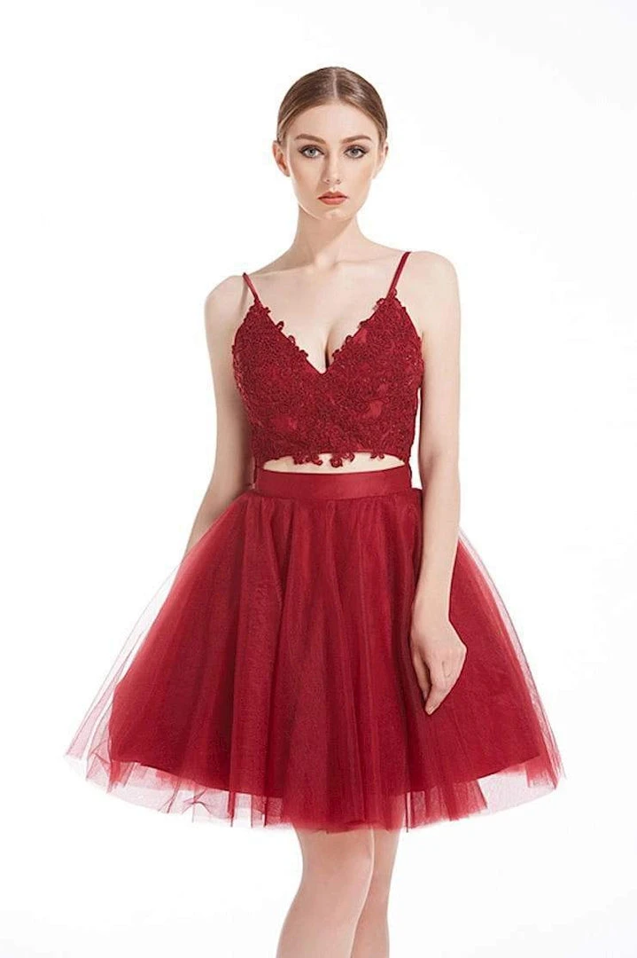 J'Adore Dresses - J12065 Two Piece Embroidered V-Neck Cocktail Dress Cocktail Dresses 3 J'Adore Dresses - J12065 Two Piece Embroidered V-Neck Cocktail Dress Cocktail Dresses