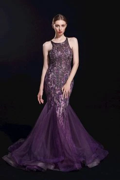 Formal Gowns J'Adore Dresses - J12067 Embellished Halter Tulle Mermaid Dress