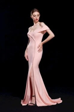 Formal Gowns J'Adore Dresses - J12076 Off-Shoulder Mermaid Dress With Slit
