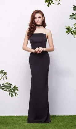 J'Adore Dresses - J13051 Straight Across Dress With Choker Formal Gowns