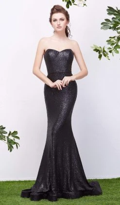 Formal Gowns J'Adore Dresses - J13052 Sequined Strapless Mermaid Evening Gown