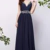 J'Adore Dresses - J13072 Ruched Beaded V-Neck A-Line Dress Formal Gowns