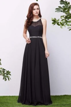 J'Adore Dresses - J13073 Beaded Illusion Scoop A-Line Gown Formal Gowns