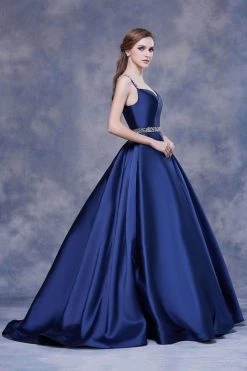 J'Adore Dresses - J13074 Mikado V-Neck Pleated Ballgown