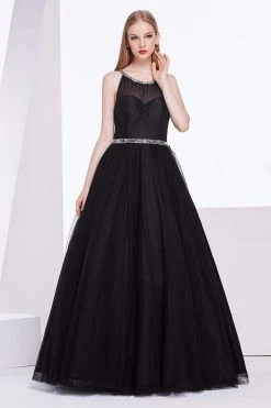 Formal Gowns J'Adore Dresses - J14001 Sleeveless Embellished Halter Tulle Ballgown