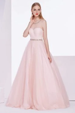 Formal Gowns J'Adore Dresses - J14001 Sleeveless Embellished Halter Tulle Ballgown